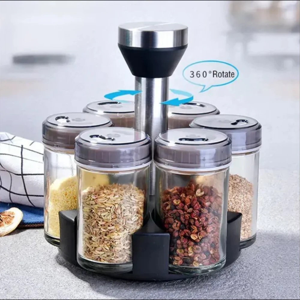 Rotating Cruet Seasoning Jars Set