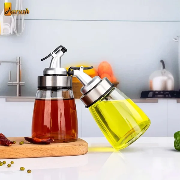 Transparent Glass Pressure Liquid Seasoning Oil and Vinegar Dispenser Storage Bottle