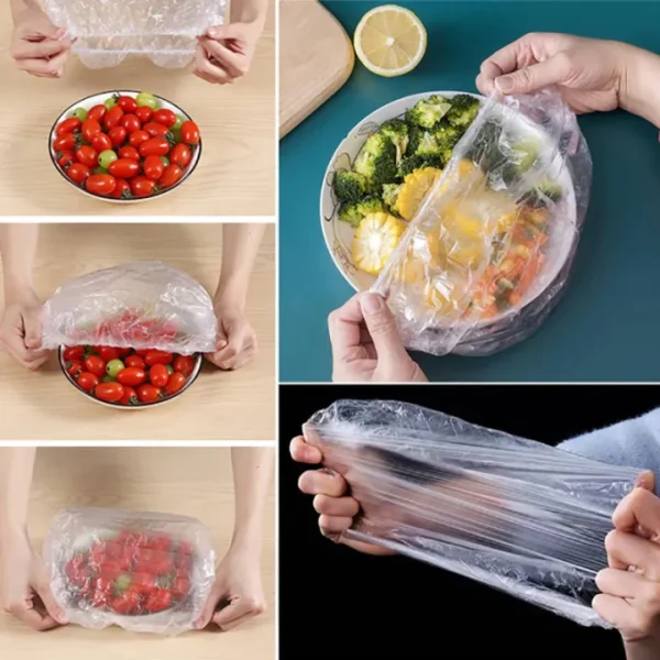 Disposable Plastic Bag Food Cover Wrap Elastic Food Bags Storage Kitchen Organizer Fresh Bag For Fruit Bowls Caps Packing