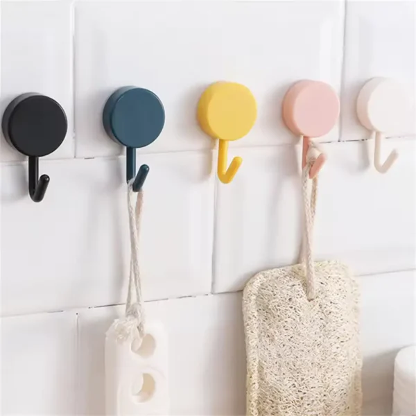 Rotatable Round Adhesive Wall Hook 5Pcs