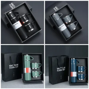 Vacuum Flask Set black-green-blue-gray